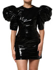Black Bodycon Sheath Puff Sleeve Mini Dress