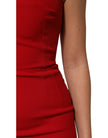 Red Stretch Bodycon Sheath Knee Length Dress