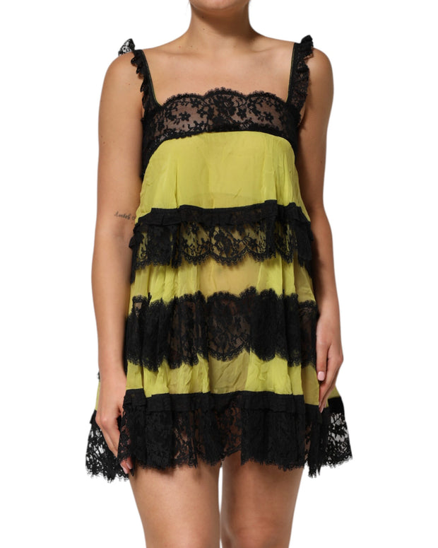 Yellow Black Babydoll Chemise Lingerie Dress