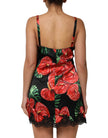 Black Floral Lace Trim Chemise Lingerie Dress