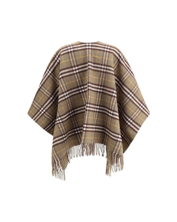 Wool and cashmere Check Cape
