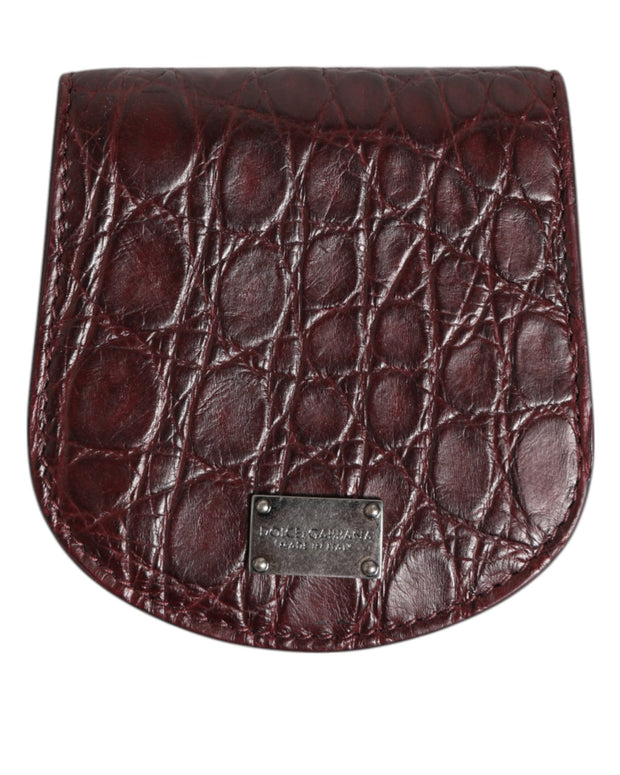 Burgundy Exotic Skin Coin Condom Case Holder Pocket Wallet