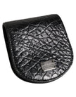 Black Exotic Skin Coin Condom Case Holder Pocket Wallet