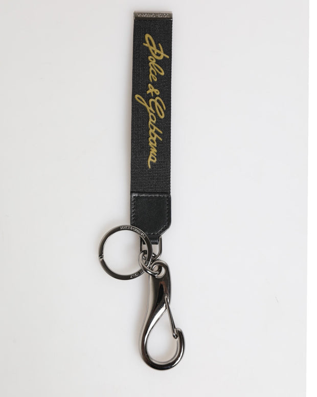 Black Yellow Polyester DG Logo Silver Keychain Keyring