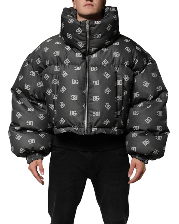 Black DG Monogram Full Zip Puffer Men Jacket
