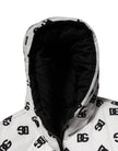 White DG Monogram Hooded Puffer Jacket