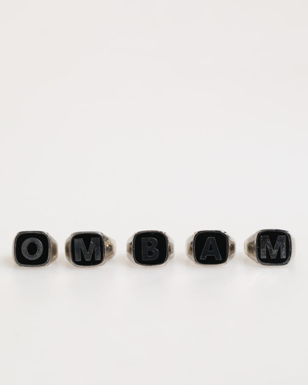 Silver Tone Brass Lettering Set 5 Pieces Adjustable Ring