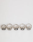 Silver Tone Brass Lettering Set 5 Pieces Adjustable Ring