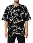 Black Logo Print Cotton Crew Neck T-shirt