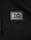 Black Cotton Plaque Track Cardigan Sweater