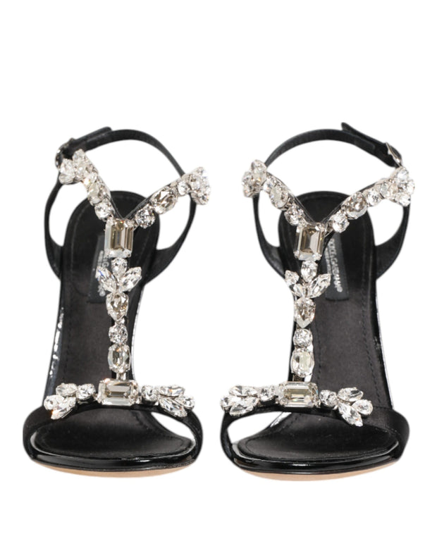 Black Keira Crystals Heels Sandals Shoes