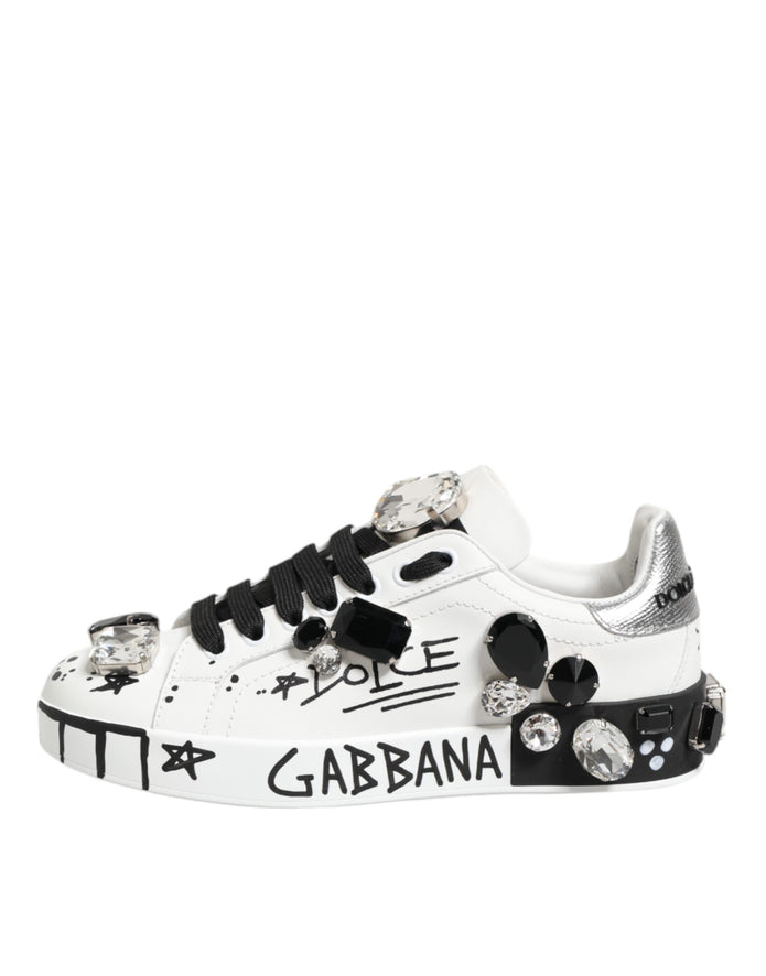 White Portofino Crystal Sneakers  Shoes