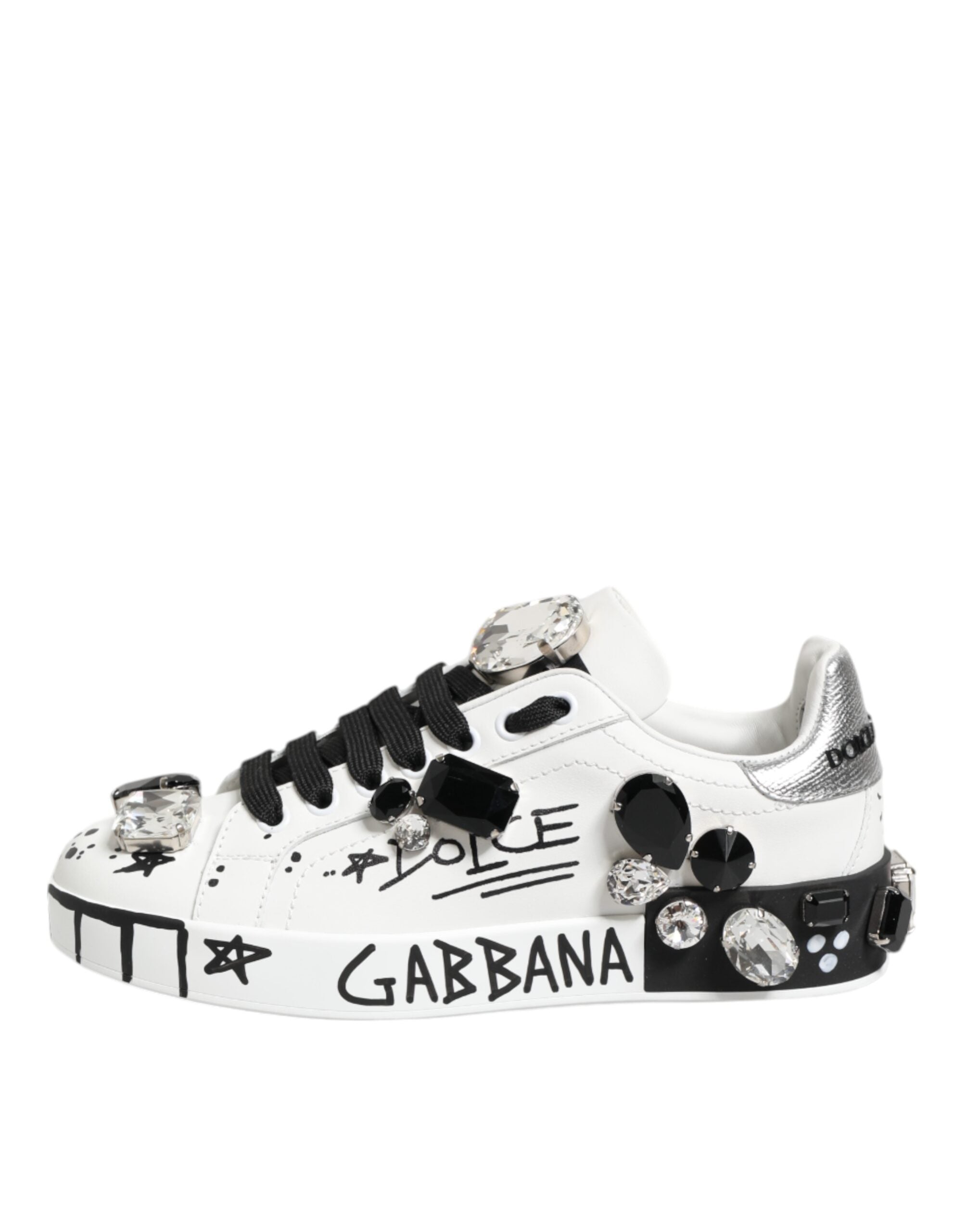 White Portofino Crystal Sneakers  Shoes