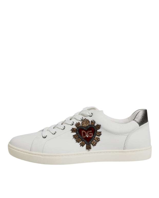 White Sacred Heart Men Low Top Sneakers Shoes