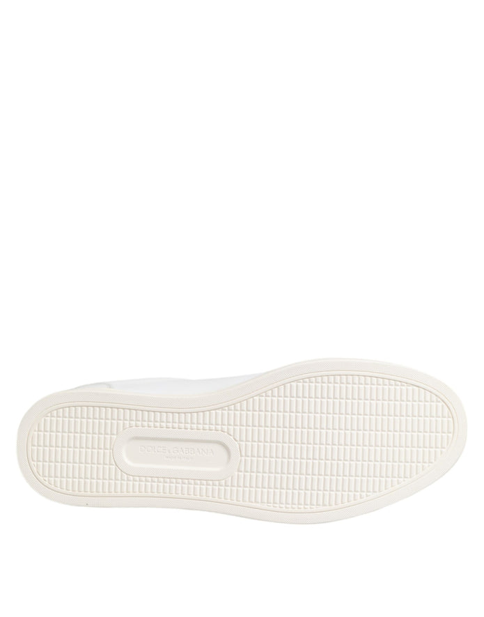 White Crown Bee Leather Low Top Sneakers Shoes