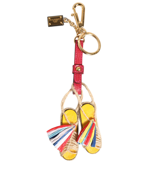 Red Yellow Mini Espadrille Style Charm Keychain Keyring