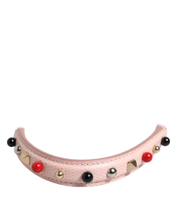 Light Pink Embellished Leather Bag Handle  Shoulder Strap