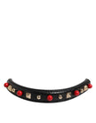 Black Embellished Leather Bag Handle Women Shoulder Strap