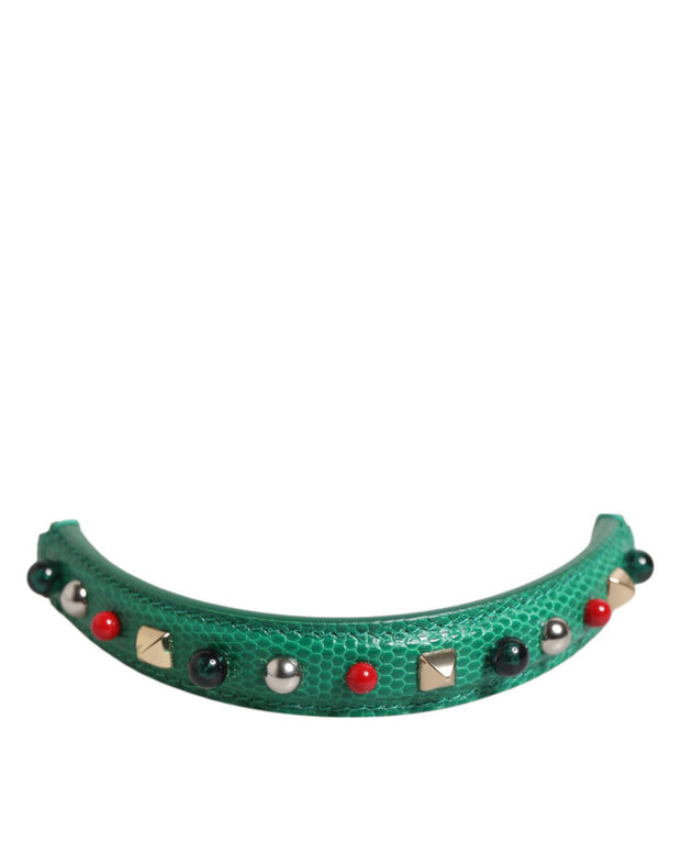 Green Embellished Leather Bag Handle Women Shoulder Strap