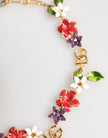 Gold Brass Logo Detail Floral Fashion Jewelry Necklace