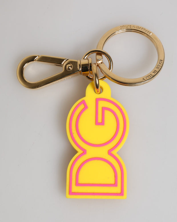 Yellow Rubber Gold Tone Metal DG Logo Keyring Keychain