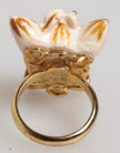 Gold Brass Resin Beige Dog Pet Accessory Ring
