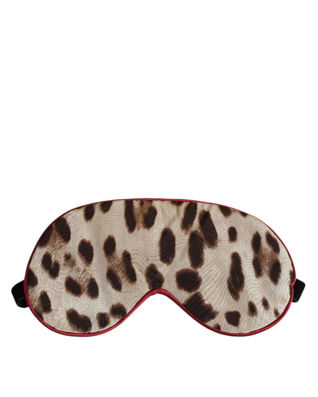 Brown Leopard Print Silk Women Accessory Sleep Eye Mask