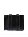 Black Woody Embroidered Logo Leather Medium Tote Bag