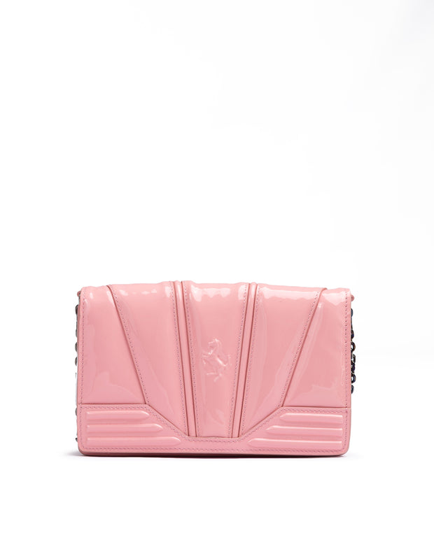 Pink GT patent leather bag with chain