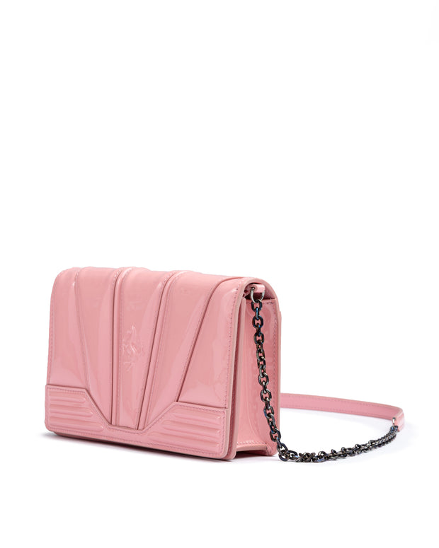 Pink GT patent leather bag with chain