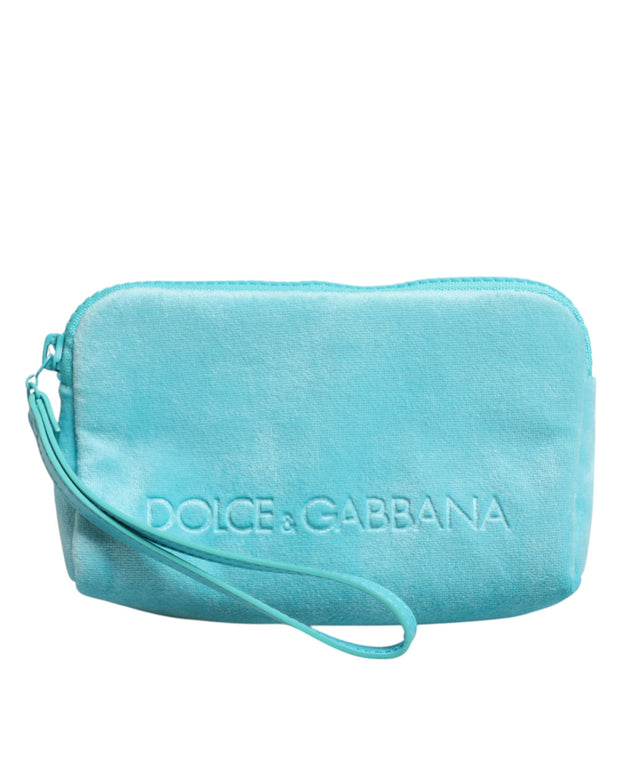 Light Blue Solid Logo Clutch Sunglasses Holder Pouch Bag