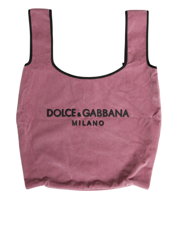 Pink Cotton Velvet DG MILANO Shoulder Shopping Borse Bag
