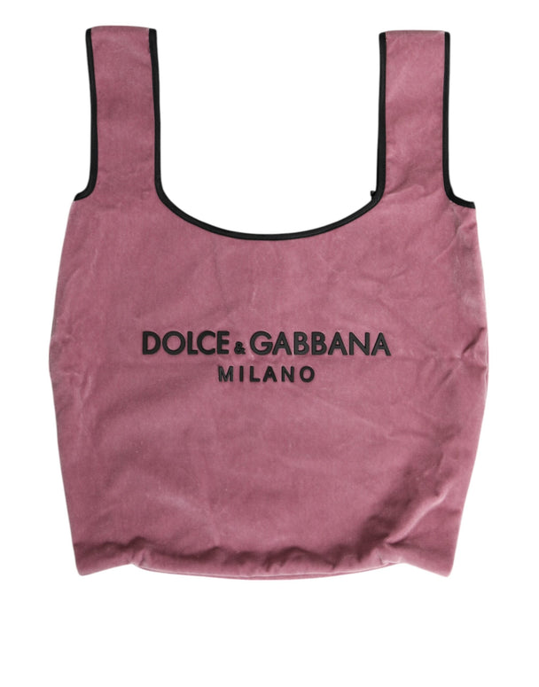 Pink Cotton Velvet DG MILANO Shoulder Shopping Borse Bag