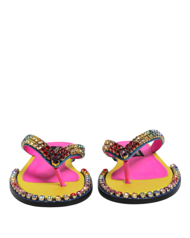 Multicolor Rhinestone Flip Flop Flat Sandals Shoes