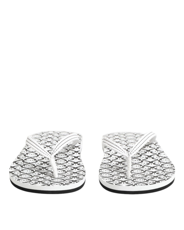 Black White Logo Beachwear Flats Slipper Shoes