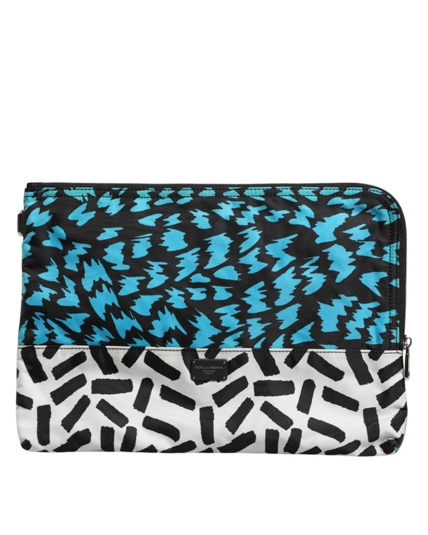 Multicolor Printed Nylon Logo Plaque Men Clutch Pouch Bag