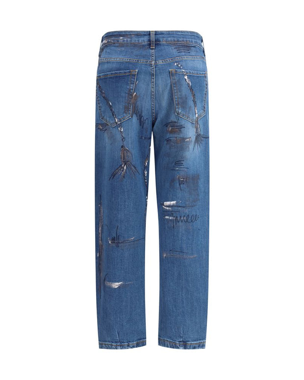 Blue Cotton Slim Fit Jeans