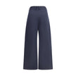 Blue Cotton Casual Pants