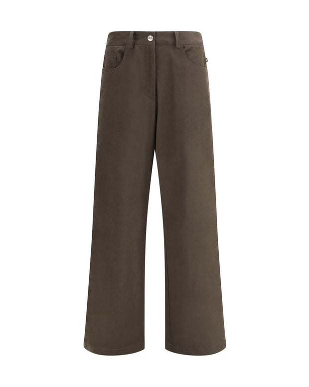 Brown Cotton Casual Pants