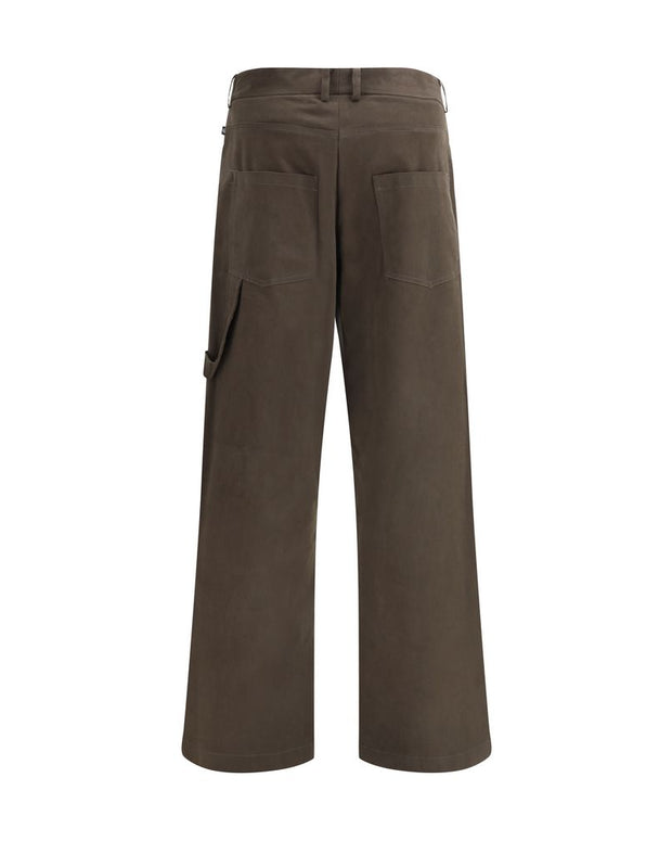 Brown Cotton Casual Pants
