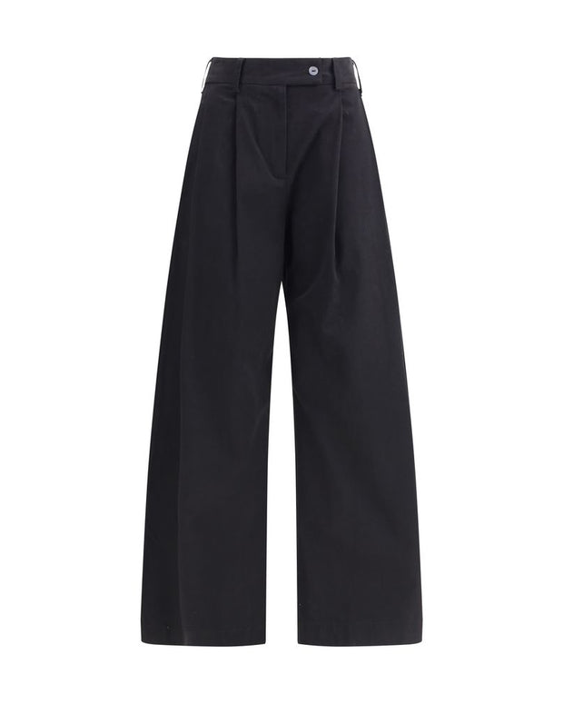 Black Cotton Casual Pants