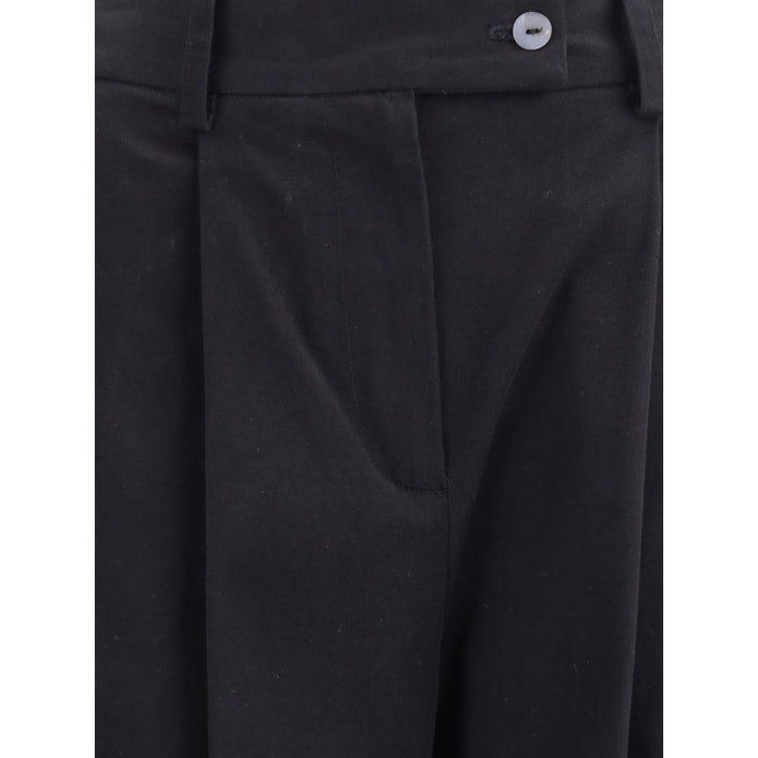 Black Cotton Casual Pants
