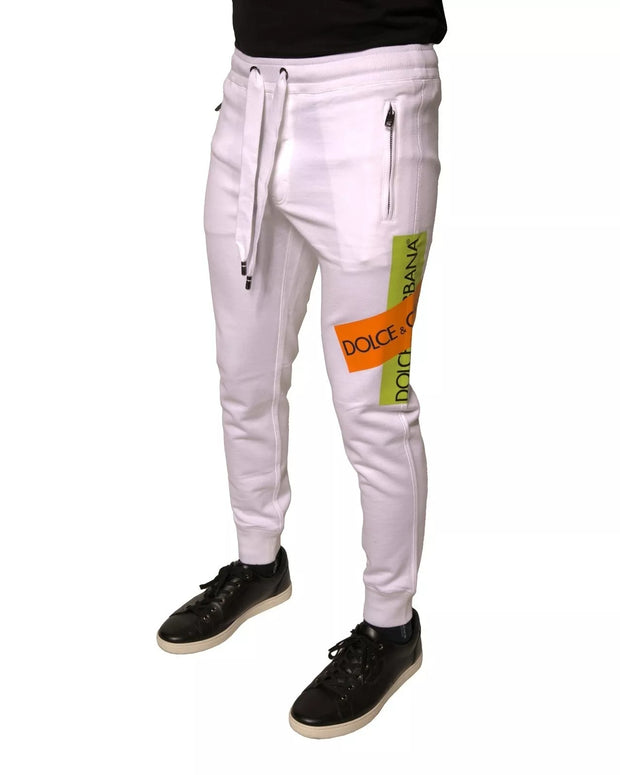 White Logo Tape Jogger Cotton Sweatpant Pants