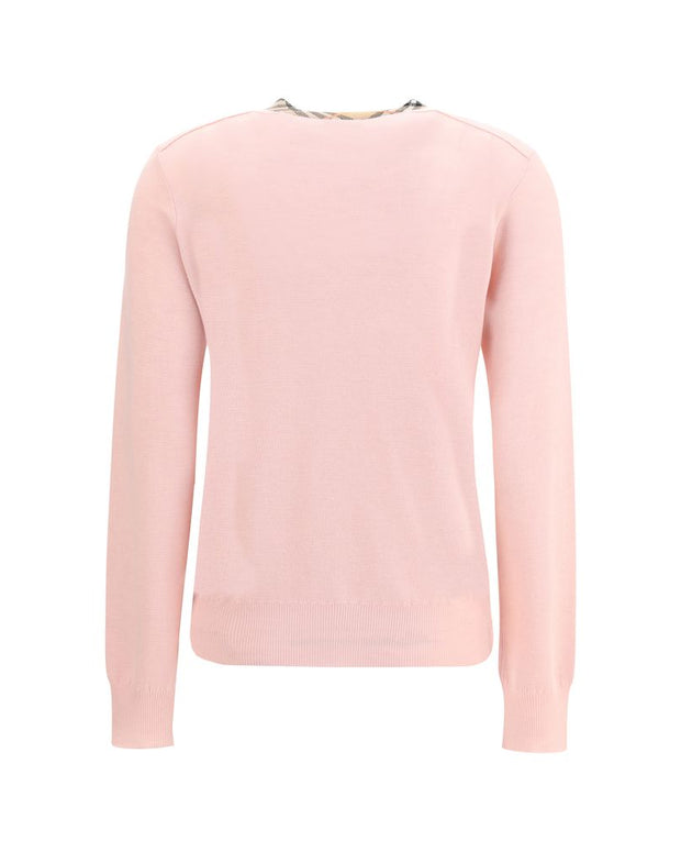 Check collar wool Cardigan
