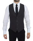 Gray Striped Formal Dress Gilet Vest