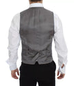 Gray Striped Formal Dress Gilet Vest