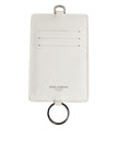 White Calf Leather Lanyard Logo Card Holder Men Wallet