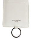 White Calf Leather Lanyard Logo Card Holder Men Wallet