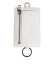White Calf Leather Lanyard Logo Card Holder Men Wallet