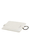 White Calf Leather Lanyard Logo Card Holder Men Wallet